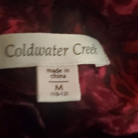 Coldwater Creek pink red black button up blouse M - Picture 8 of 9